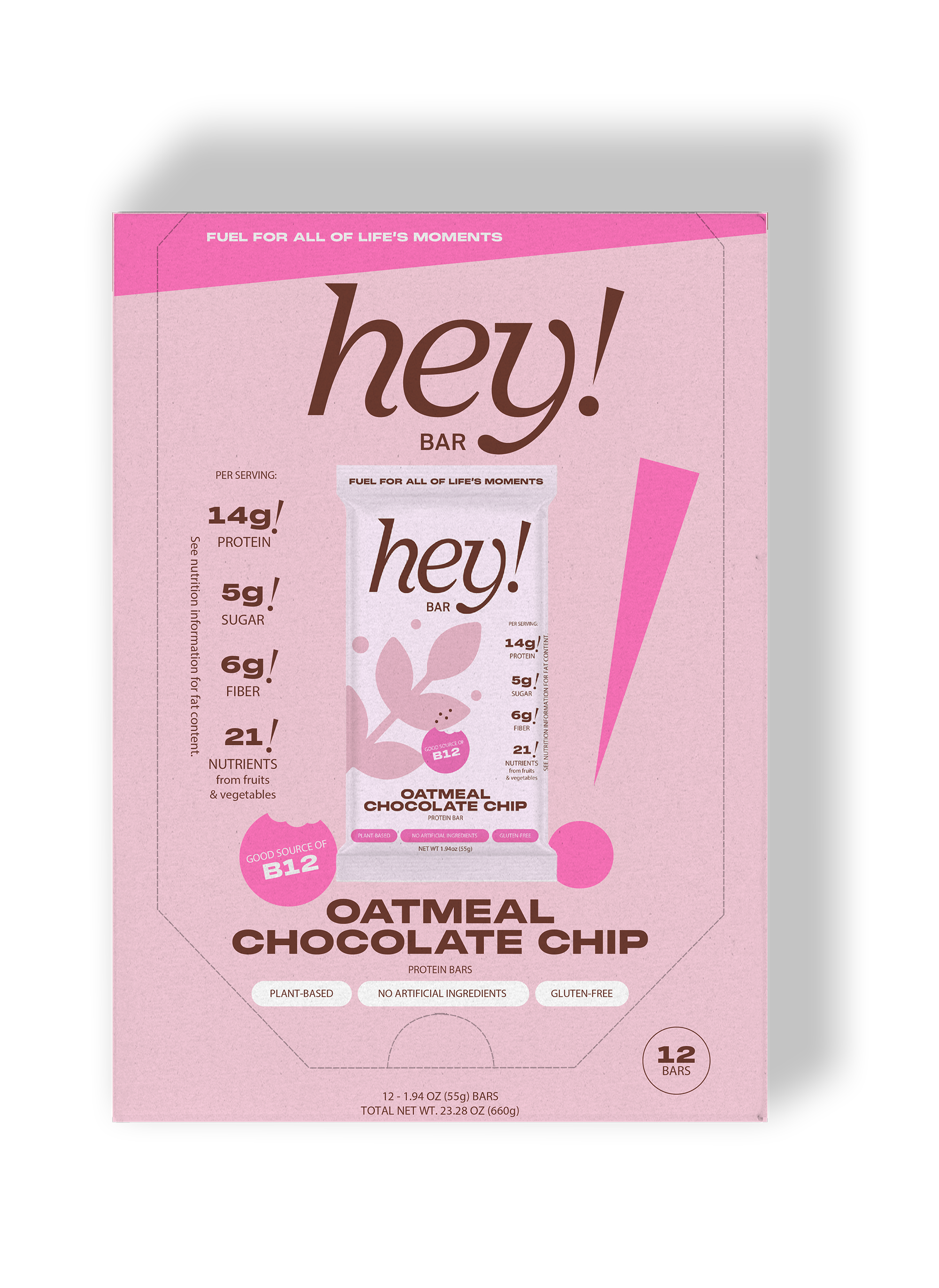  One ‘hey!’ Oatmeal Chocolate Chip 12-bar box.