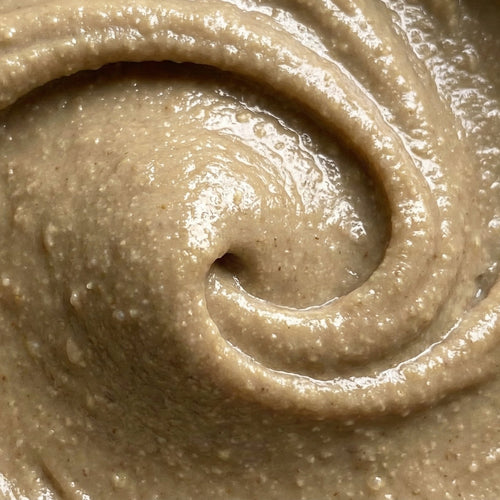 Close-up of a swirl of creamy sunflower seed butter